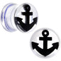 Clear Acrylic Black Anchor Saddle Plug Set 6mm to 20mm
