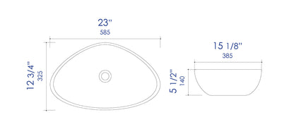 ALFI brand  ABC914 White 23" Fancy Above Mount Ceramic Sink