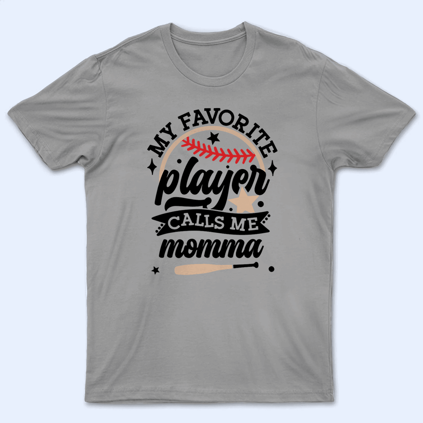 My Favorite Player Calls Me - Beige and Red Colors - Baseball/Softball Personalized Custom T Shirt - Gift for Grandma/Nana/Mimi, Mom, Wife, Grandparent