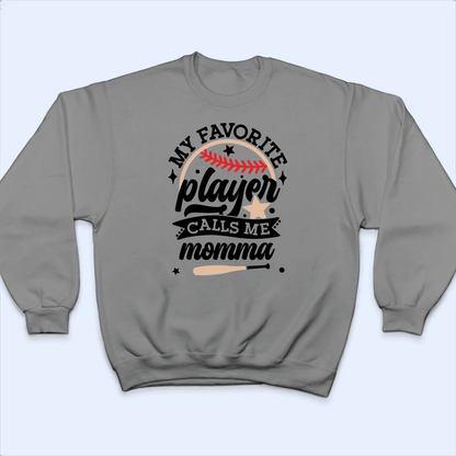 My Favorite Player Calls Me - Beige and Red Colors - Baseball/Softball Personalized Custom T Shirt - Gift for Grandma/Nana/Mimi, Mom, Wife, Grandparent