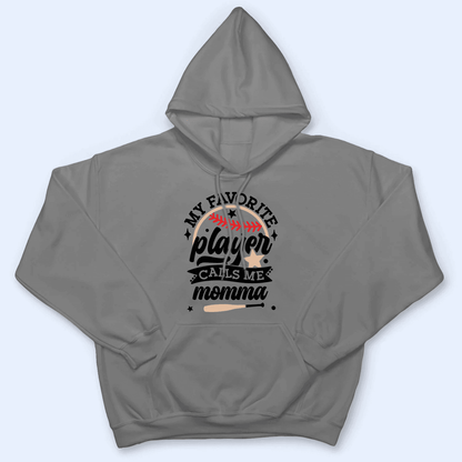 My Favorite Player Calls Me - Beige and Red Colors - Baseball/Softball Personalized Custom T Shirt - Gift for Grandma/Nana/Mimi, Mom, Wife, Grandparent