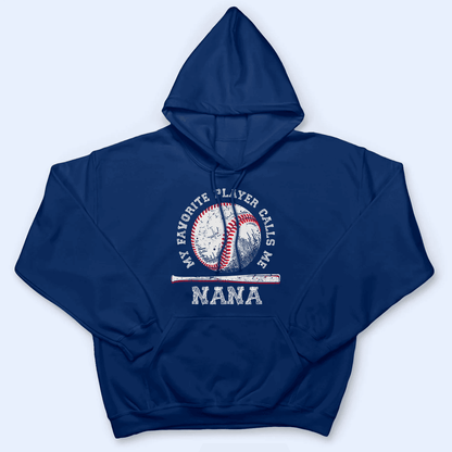 My favorite player calls me Grandma - Baseball/ Softball/Football Baseball Batt Personalized Custom T Shirt - Birthday, Loving, Funny Gift for Grandma/Nana/Mimi, Mom, Wife, Grandparent