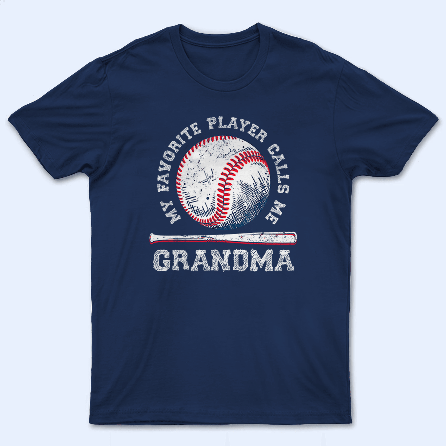 My favorite player calls me Grandma - Baseball/ Softball/Football Baseball Batt Personalized Custom T Shirt - Birthday, Loving, Funny Gift for Grandma/Nana/Mimi, Mom, Wife, Grandparent