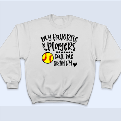 My favorite player calls me grandma - Baseball/ Softball/Football Personalized Custom T Shirt - Birthday, Loving, Funny Gift for Grandma/Nana/Mimi, Mom, Wife, Grandparent