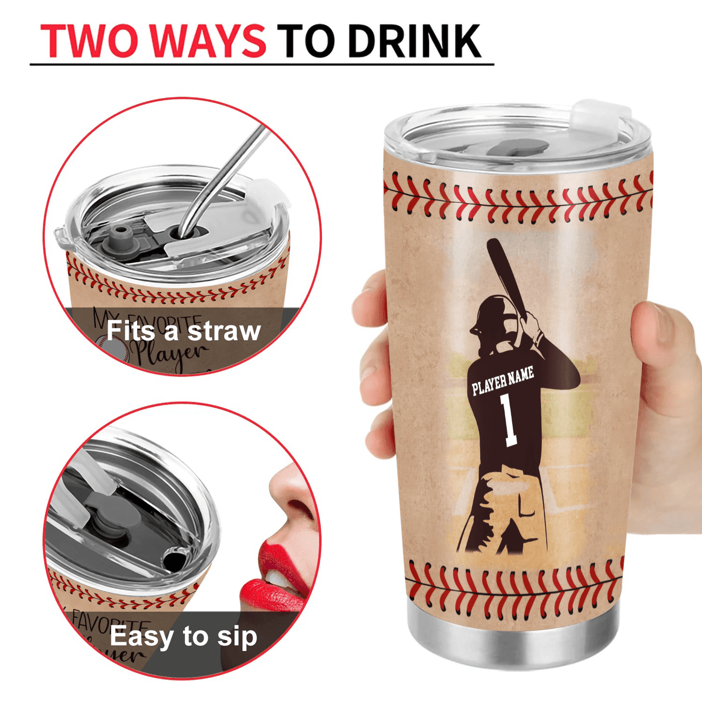 My Favorite Player Calls Me Grandma - Personalized Custom 20oz Fat Tumbler Cup - Birthday, Loving, Funny Gift for Grandma/Nana/Mimi, Mom, Wife, Grandparent