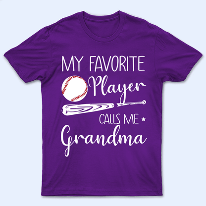 My Favorite Player Calls Me Grandma - Personalized Custom T Shirt - Birthday, Loving, Funny Gift for Grandma/Nana/Mimi, Mom, Wife, Grandparent - Purple