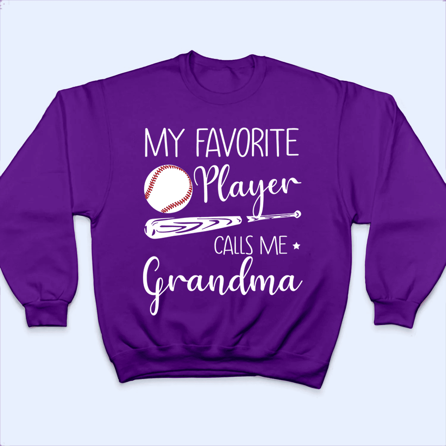 My Favorite Player Calls Me Grandma - Personalized Custom T Shirt - Birthday, Loving, Funny Gift for Grandma/Nana/Mimi, Mom, Wife, Grandparent - Purple