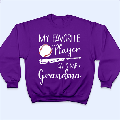 My Favorite Player Calls Me Grandma - Personalized Custom T Shirt - Birthday, Loving, Funny Gift for Grandma/Nana/Mimi, Mom, Wife, Grandparent - Purple