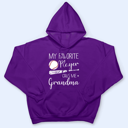 My Favorite Player Calls Me Grandma - Personalized Custom T Shirt - Birthday, Loving, Funny Gift for Grandma/Nana/Mimi, Mom, Wife, Grandparent - Purple