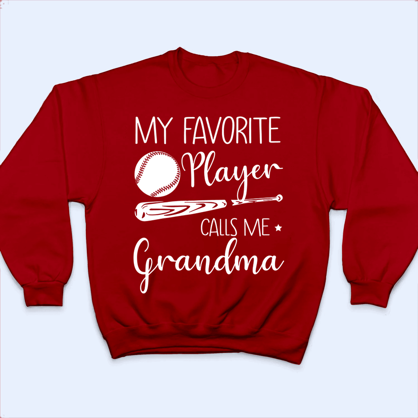 My Favorite Player Calls Me Grandma - Personalized Custom T Shirt - Birthday, Loving, Funny Gift for Grandma/Nana/Mimi, Mom, Wife, Grandparent - Red