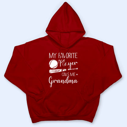 My Favorite Player Calls Me Grandma - Personalized Custom T Shirt - Birthday, Loving, Funny Gift for Grandma/Nana/Mimi, Mom, Wife, Grandparent - Red
