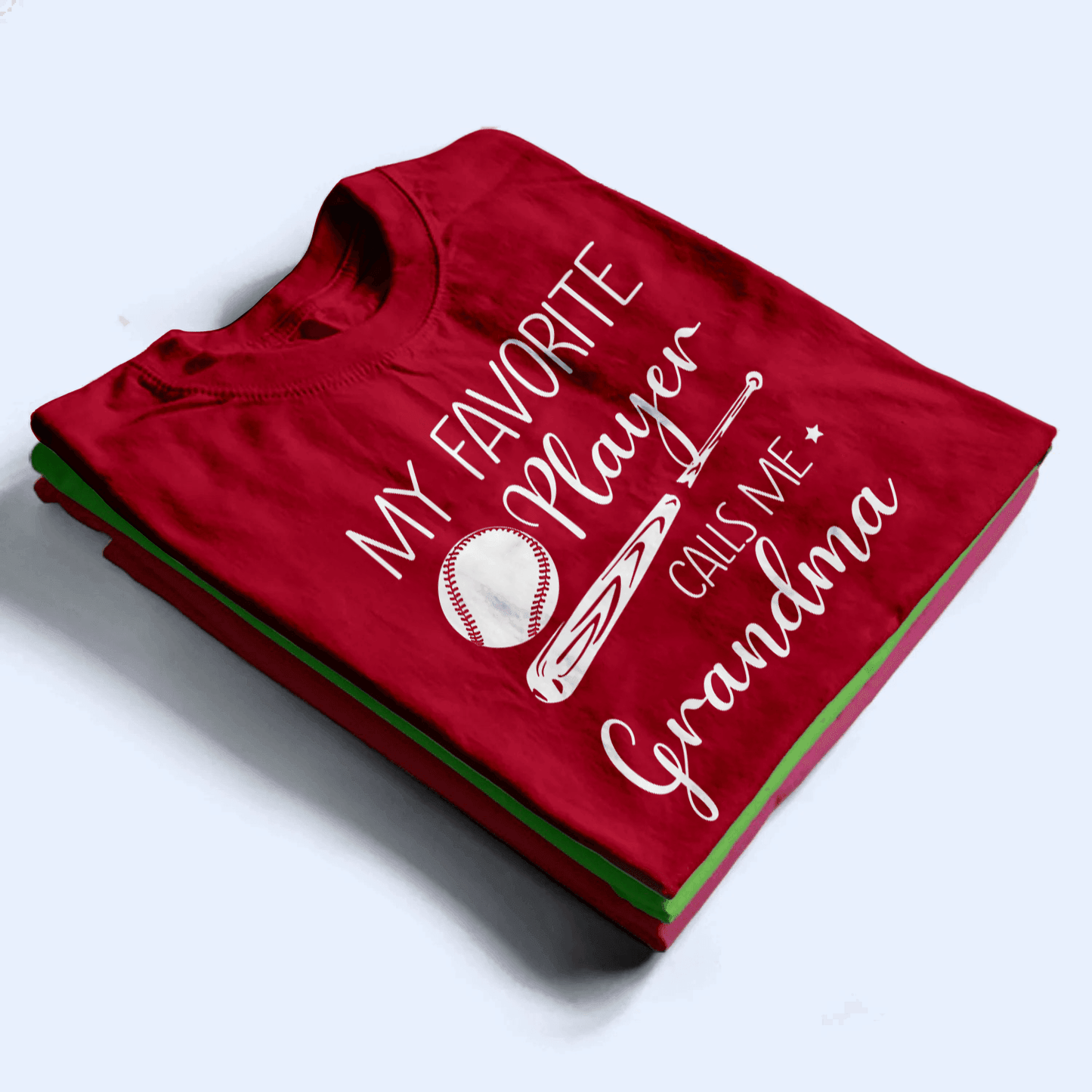 My Favorite Player Calls Me Grandma - Personalized Custom T Shirt - Birthday, Loving, Funny Gift for Grandma/Nana/Mimi, Mom, Wife, Grandparent - Red