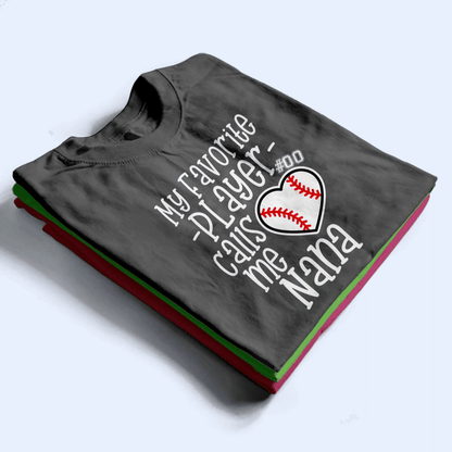 My Favorite Player Calls Me Grandma - Personalized Custom T Shirt - Birthday, Loving, Funny Gift for Grandma/Nana/Mimi, Mom, Wife, Grandparent