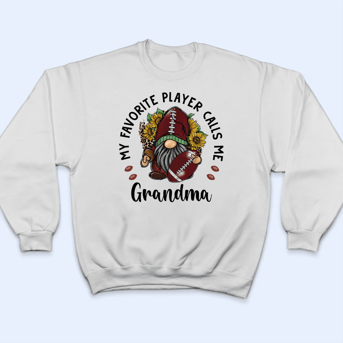 My Favorite Player Calls Me Grandma With Gnome Flowers - Personalized Custom T Shirt - Gift for Grandma/Nana/Mimi, Mom, Wife, Grandparent