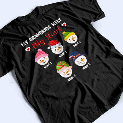 My Grandkids Melt My Heart - Personalized Custom T Shirt - Birthday, Loving, Funny Gift for Grandma/Nana/Mimi, Mom, Wife, Grandparent