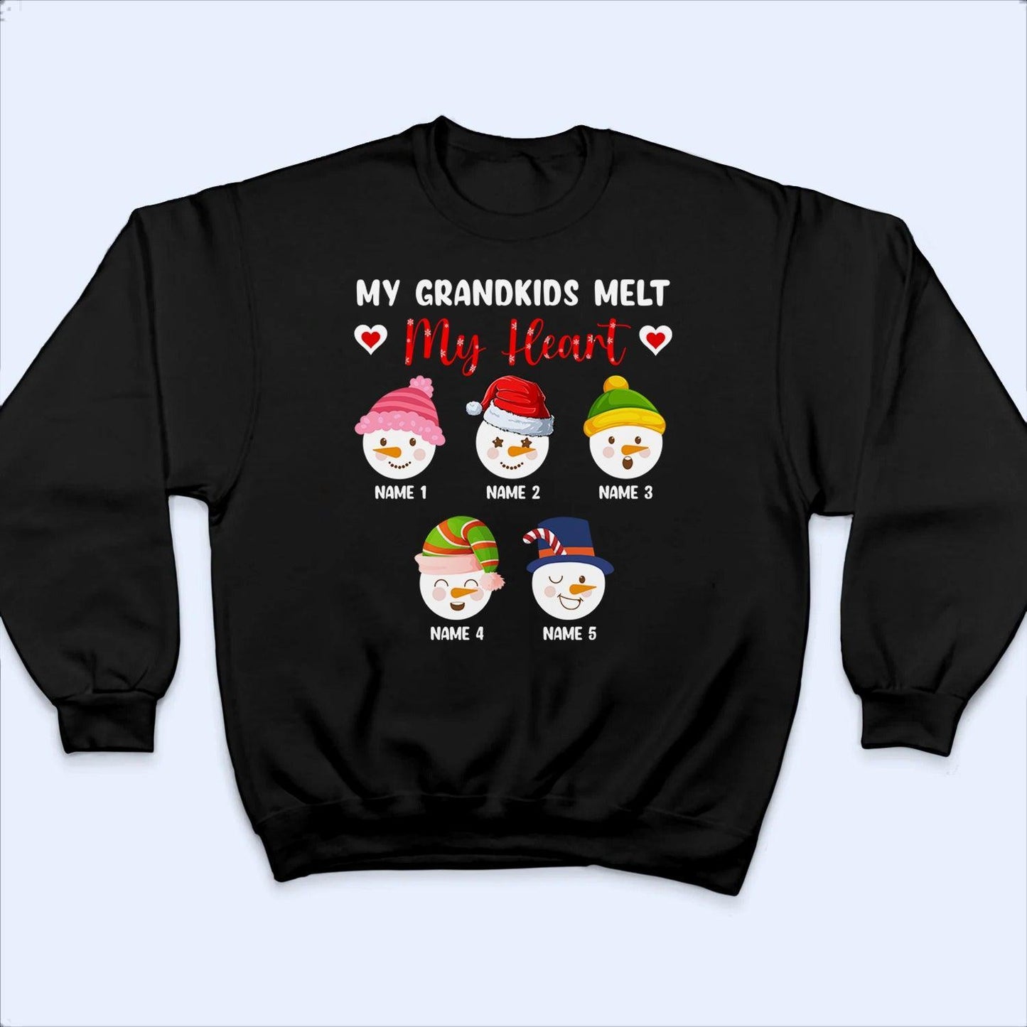 My Grandkids Melt My Heart - Personalized Custom T Shirt - Birthday, Loving, Funny Gift for Grandma/Nana/Mimi, Mom, Wife, Grandparent