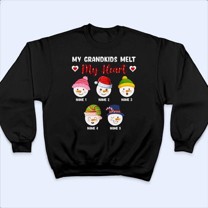 My Grandkids Melt My Heart - Personalized Custom T Shirt - Birthday, Loving, Funny Gift for Grandma/Nana/Mimi, Mom, Wife, Grandparent