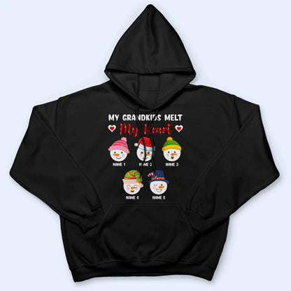 My Grandkids Melt My Heart - Personalized Custom T Shirt - Birthday, Loving, Funny Gift for Grandma/Nana/Mimi, Mom, Wife, Grandparent