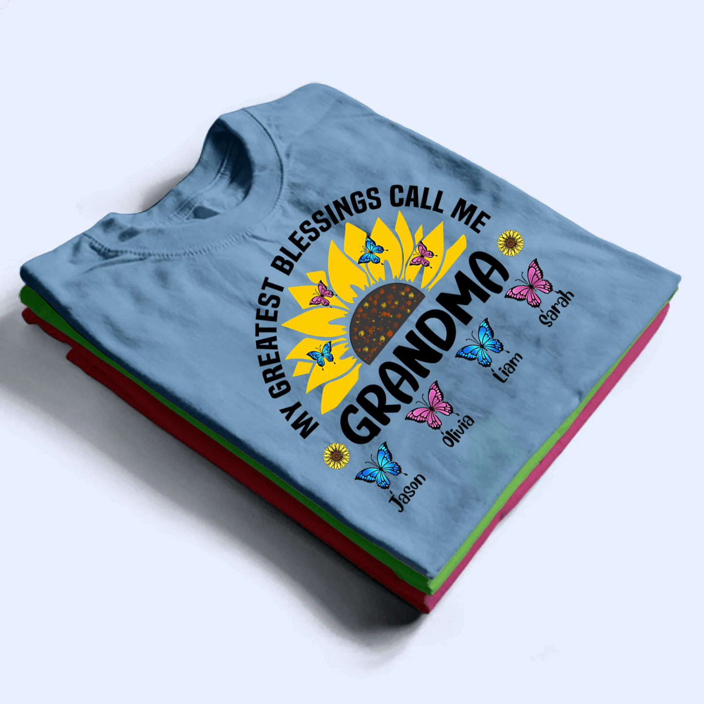 My Greatest Blessings Call Me Grandma- Personalized Custom T Shirt - Gift for Grandma/Nana/Mimi, Mom, Wife, Grandparent