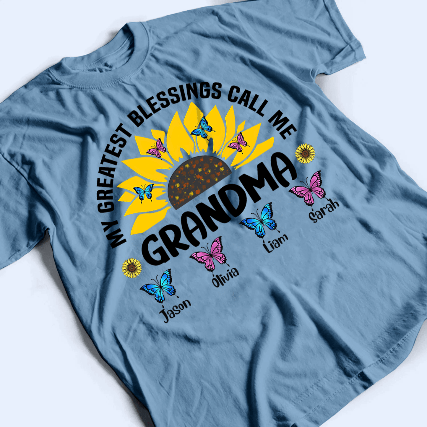 My Greatest Blessings Call Me Grandma- Personalized Custom T Shirt - Gift for Grandma/Nana/Mimi, Mom, Wife, Grandparent