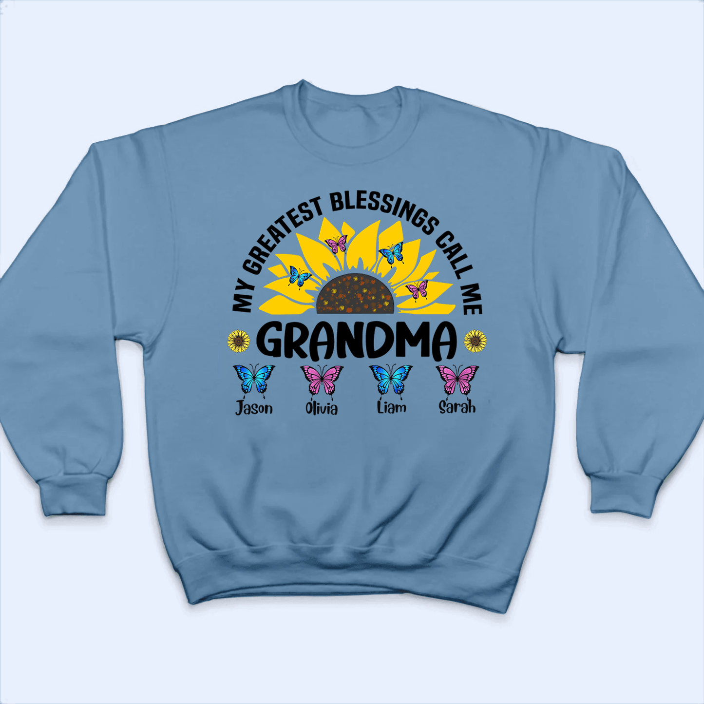 My Greatest Blessings Call Me Grandma- Personalized Custom T Shirt - Gift for Grandma/Nana/Mimi, Mom, Wife, Grandparent