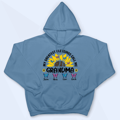 My Greatest Blessings Call Me Grandma- Personalized Custom T Shirt - Gift for Grandma/Nana/Mimi, Mom, Wife, Grandparent