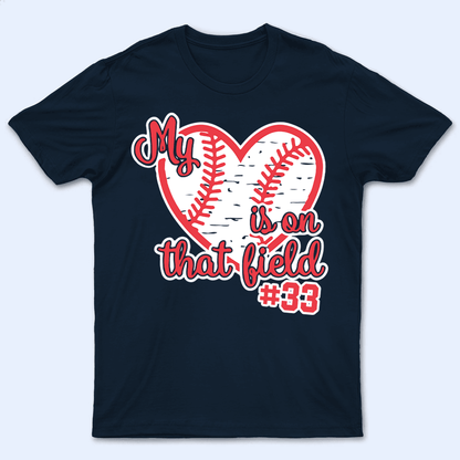 My Heart Is On That Field - Personalized Custom T Shirt - Birthday, Loving, Funny Gift for Grandma/Nana/Mimi, Mom, Wife, Grandparent