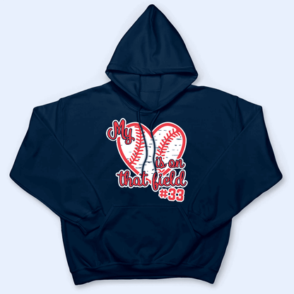 My Heart Is On That Field - Personalized Custom T Shirt - Birthday, Loving, Funny Gift for Grandma/Nana/Mimi, Mom, Wife, Grandparent