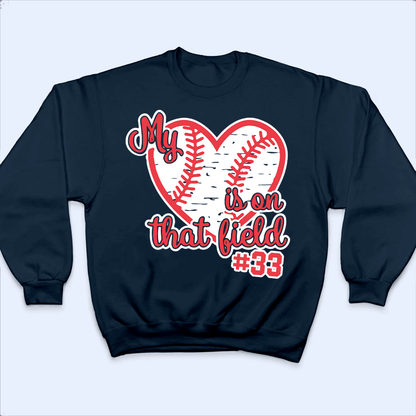 My Heart Is On That Field - Personalized Custom T Shirt - Birthday, Loving, Funny Gift for Grandma/Nana/Mimi, Mom, Wife, Grandparent