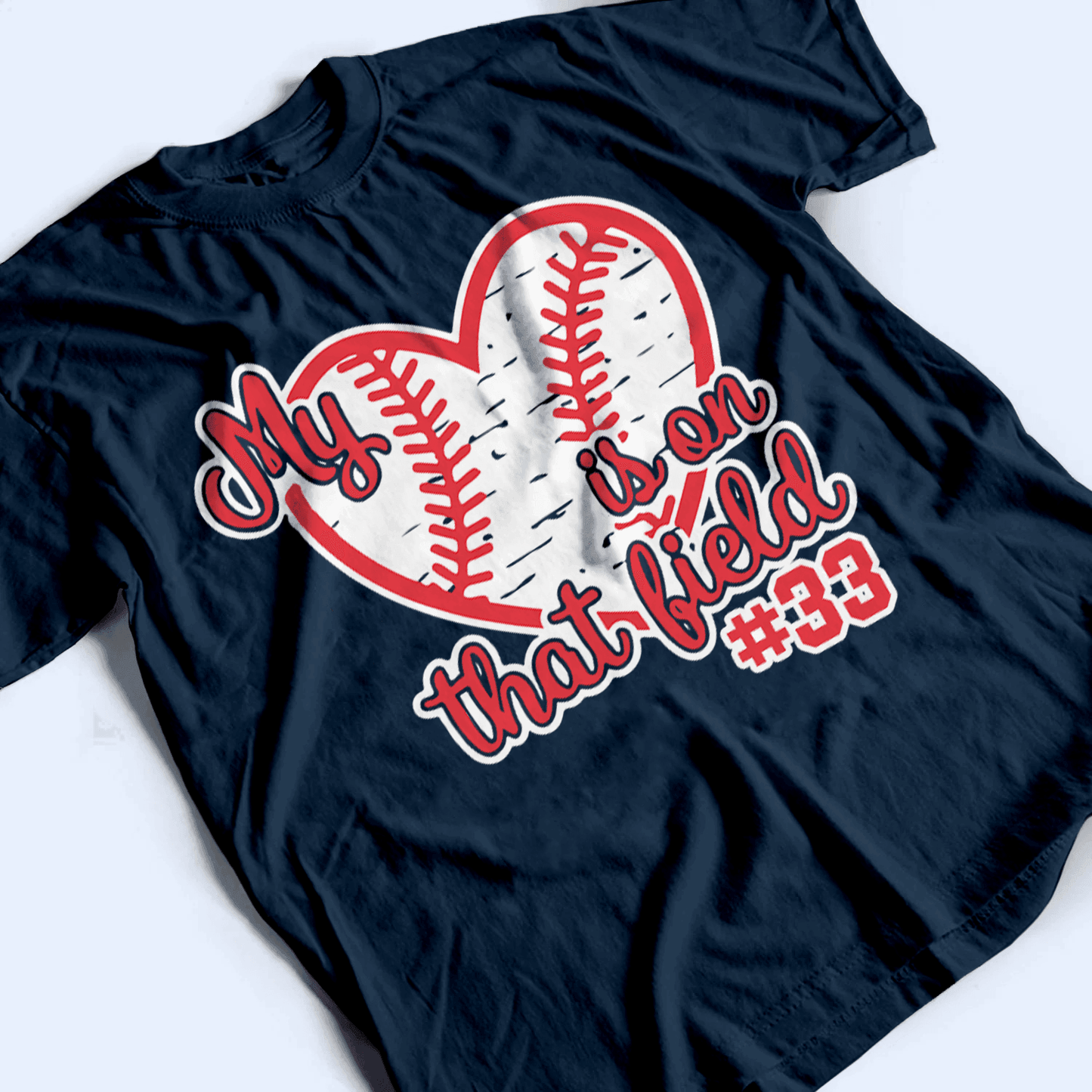 My Heart Is On That Field - Personalized Custom T Shirt - Birthday, Loving, Funny Gift for Grandma/Nana/Mimi, Mom, Wife, Grandparent