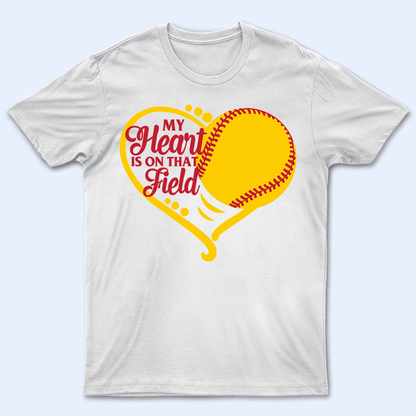 My Heart Is On That Field - Personalized Custom T Shirt - Gift for Grandma/Nana/Mimi, Mom, Wife, Grandparent