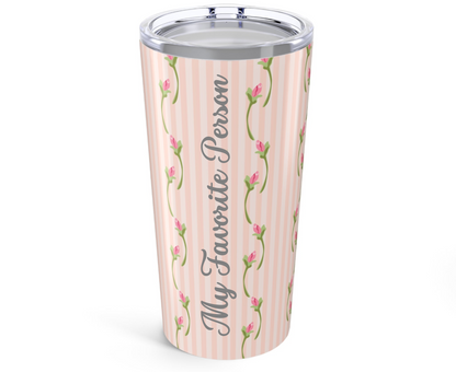Customizable: Floral Striped Tumbler | 20oz Travel Mug | Perfect Gift for Mother's Day, Weddings, Tea Lovers, Spring Decor