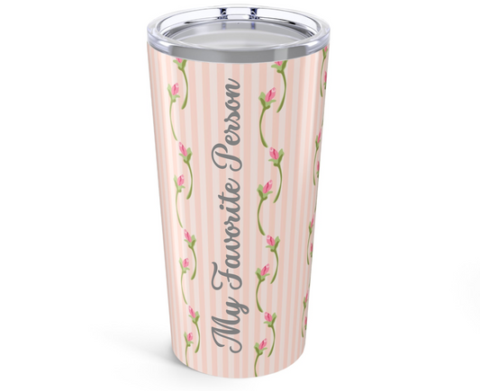 Customizable: Floral Striped Tumbler | 20oz Travel Mug | Perfect Gift for Mother's Day, Weddings, Tea Lovers, Spring Decor