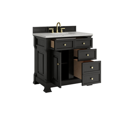 James Martin 547-V36 Brookfield 36” Single Vanity – Black Onyx / Honey Oak / Pearl Charcoal