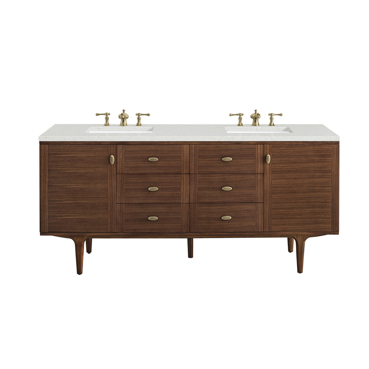 Amberly 72" Double Vanity Cabinet, Mid-Century Walnut