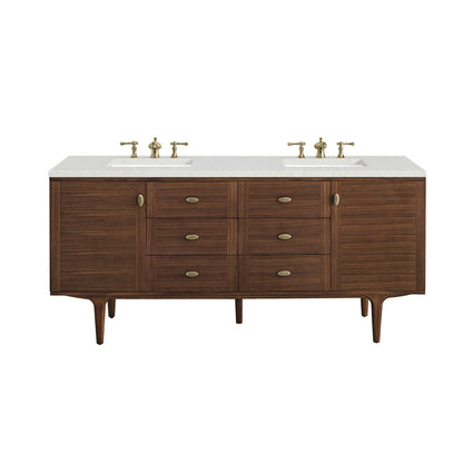 Amberly 72" Double Vanity Cabinet, Mid-Century Walnut
