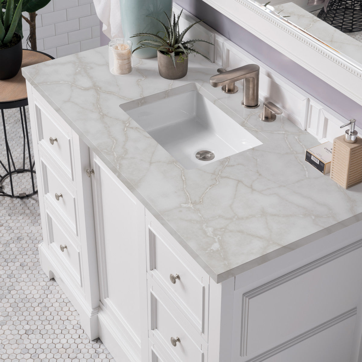 De Soto 48" Single Vanity Cabinet, Bright White