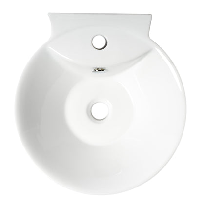 ALFI brand  ABC113 White 17" Round Wall Mounted Ceramic Sink with Faucet Hole