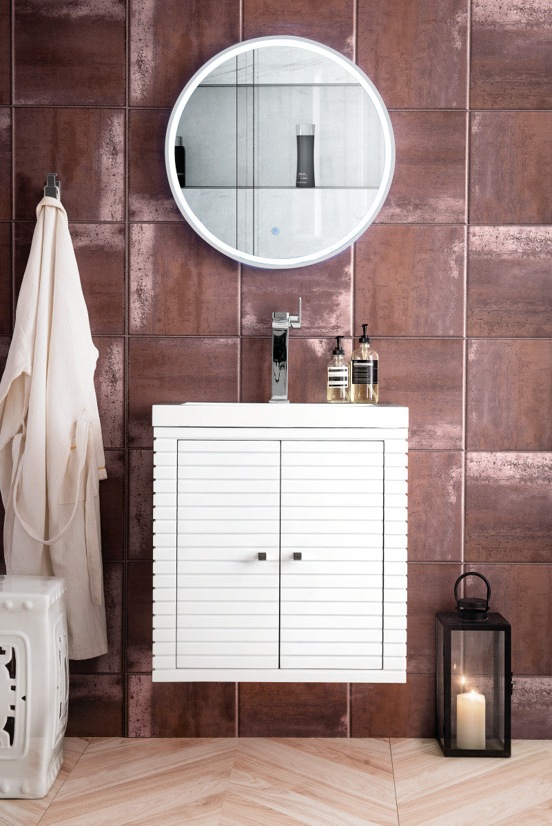 Linden 24" Single Vanity with White Glossy Composite Stone Top