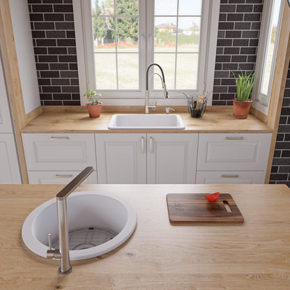 ALFI brand ABF2718UD 27" x 18" Fireclay Undermount / Drop In Firelcay Kitchen Sink