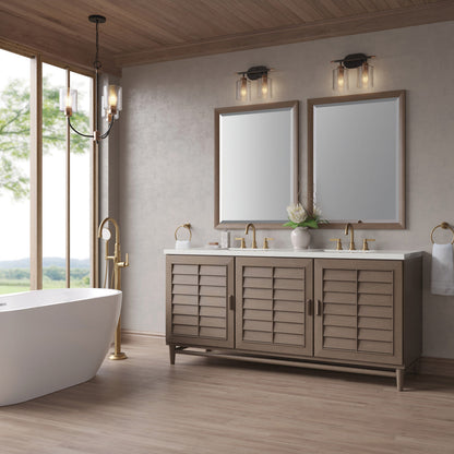 Portland 72" Double Vanity Cabinet, Whitewashed Walnut