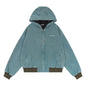 Retro Hooded Jacket with Washed and Worn Finish