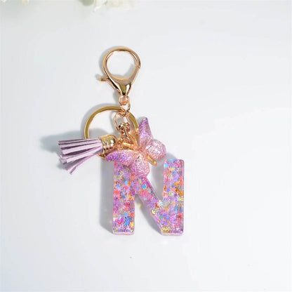 A–Z Personalized Butterfly Tassel Keychain – Custom Initial Gift for Women