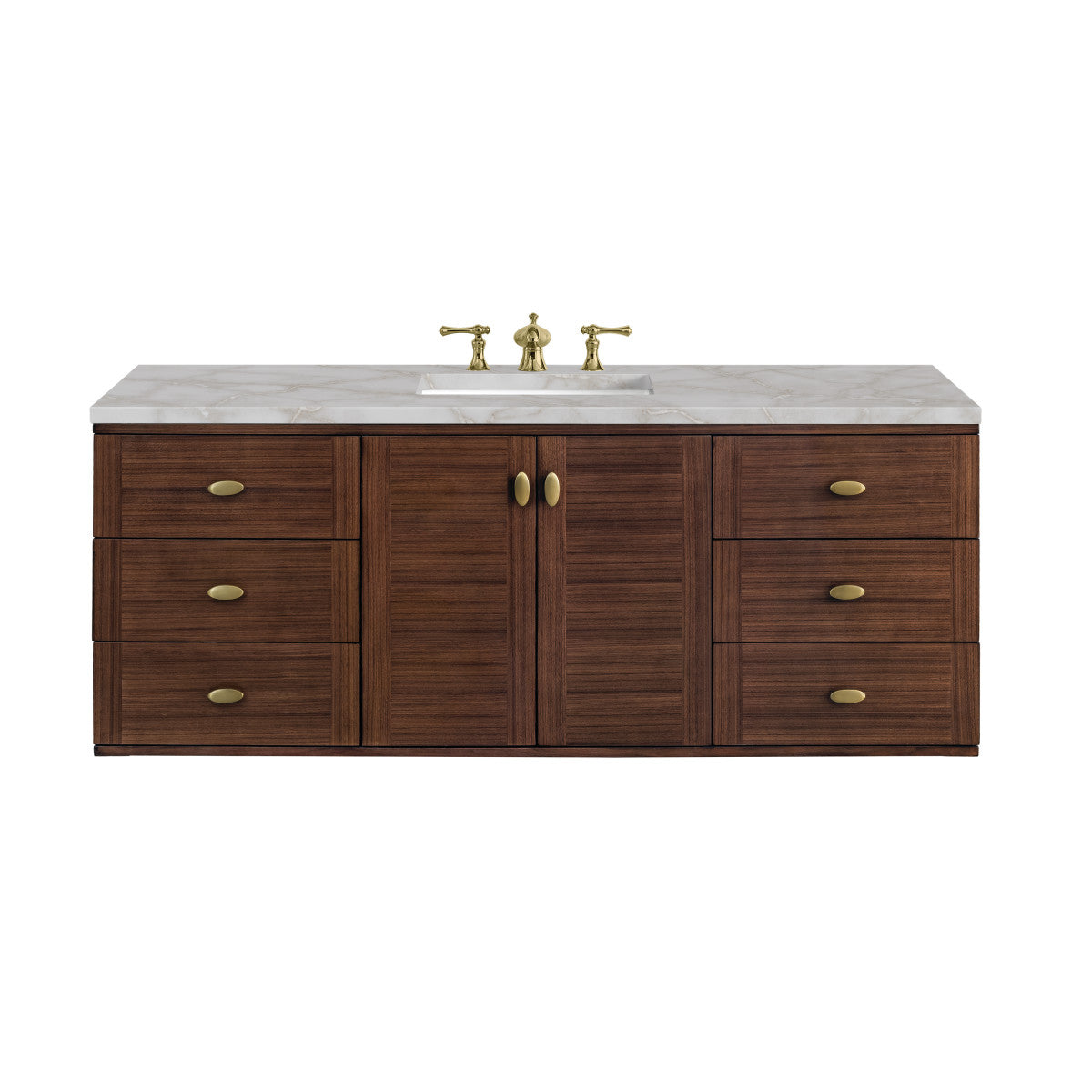 Amberly 60" Single Vanity Cabinet, Mid-Century Walnut
