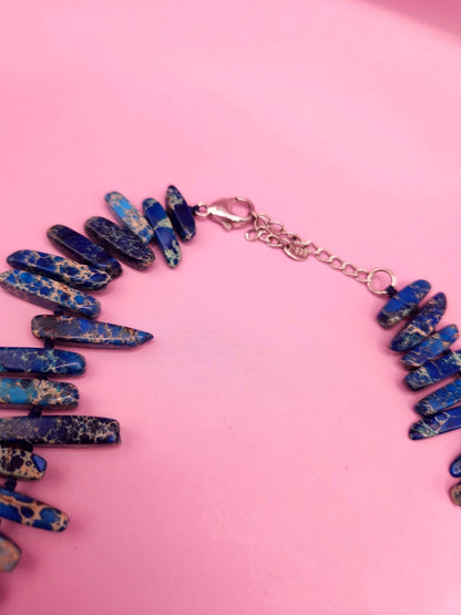 Natural Azurite Malachite Statement Necklace – 13"