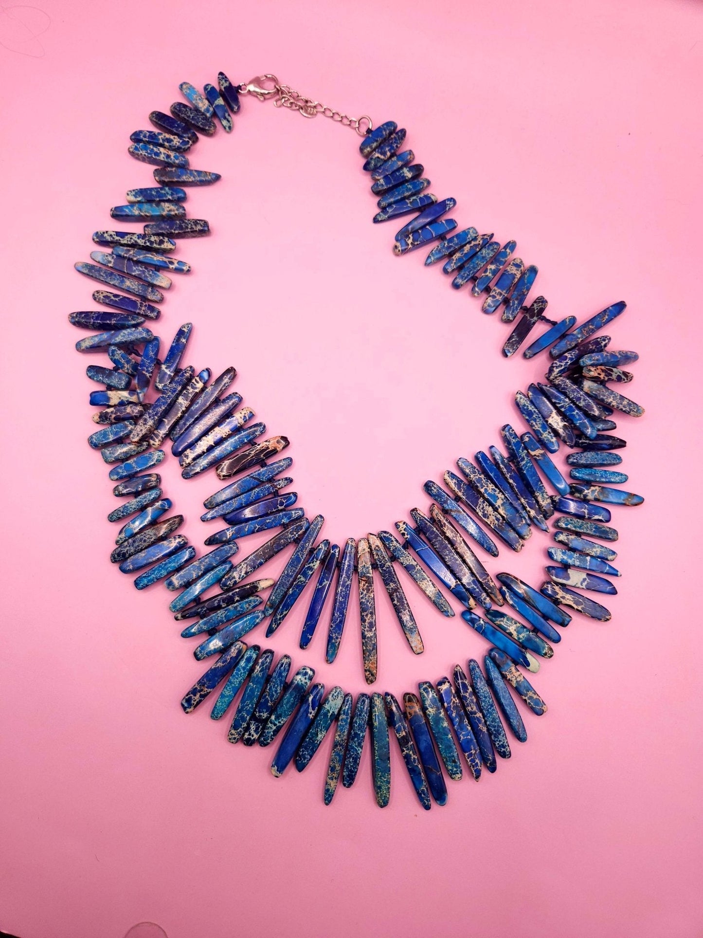 Natural Azurite Malachite Statement Necklace – 13"