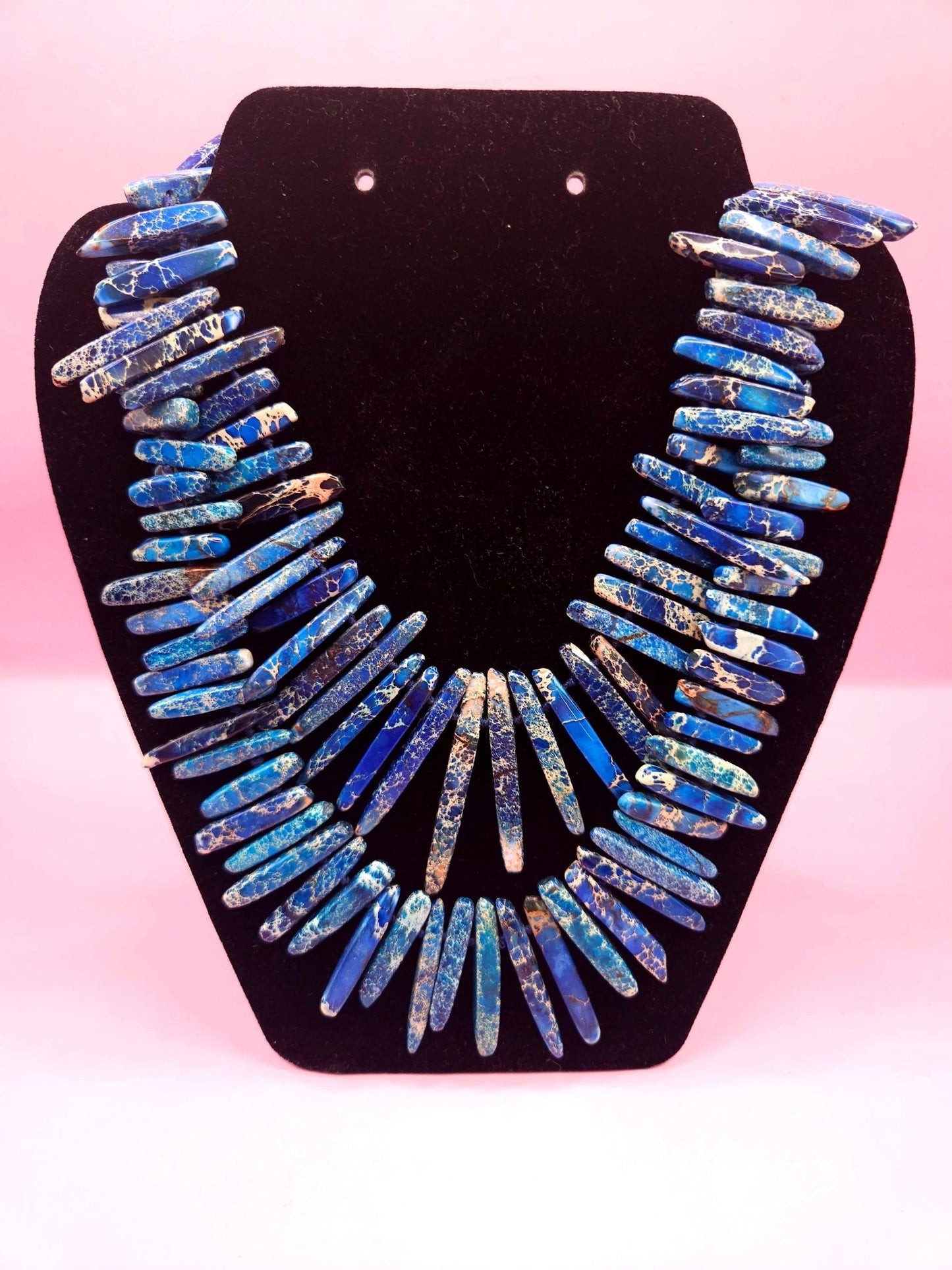 Natural Azurite Malachite Statement Necklace – 13"