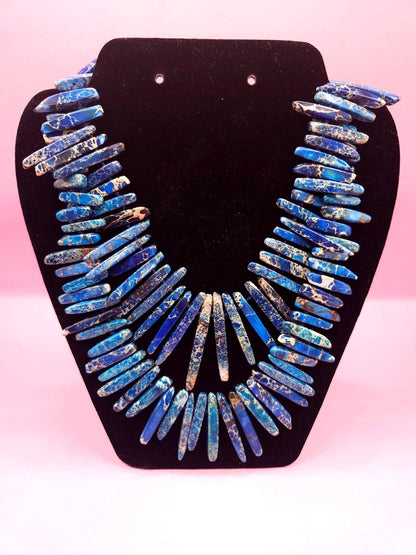 Natural Azurite Malachite Statement Necklace – 13"