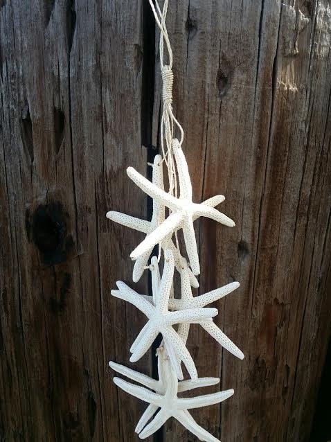 Natural White Finger Starfish Hanging Strand for Coastal Christmas Decorating/ Starfish on a String Wall Decor Hanger