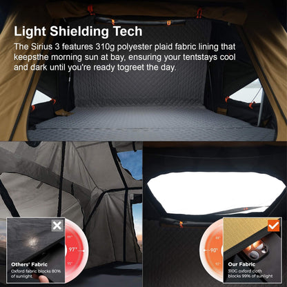 Naturnest Sirius 3 Premium 2XL 3-Person Clamshell Roof Top Tent (SAK62917)